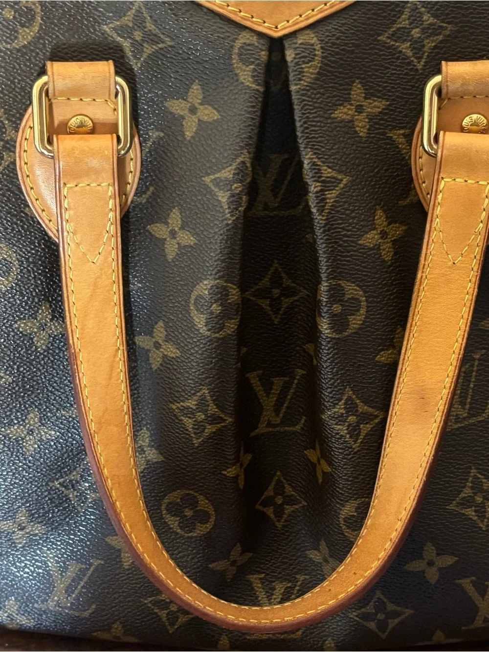 Louis Vuitton Monogram Palermo PM Tote with Vachetta Leather Trim and Strap